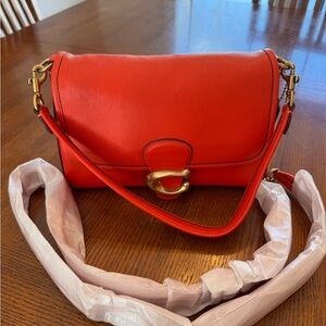 Coach Red/Orange tomato red Shoulder Bag with Gold Hardware